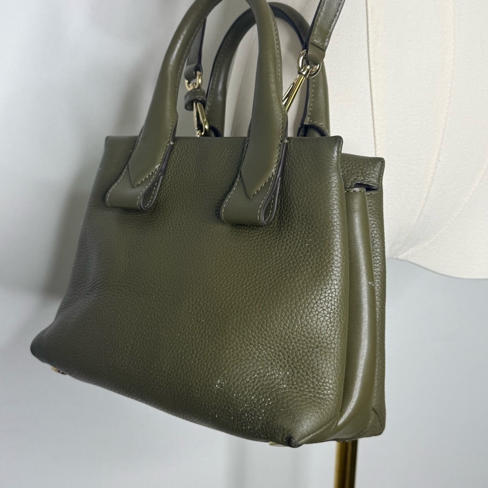 Michael Kors Rollins Satchel Green Pebbled Leather Tote Cross Body - Picture 9 of 13